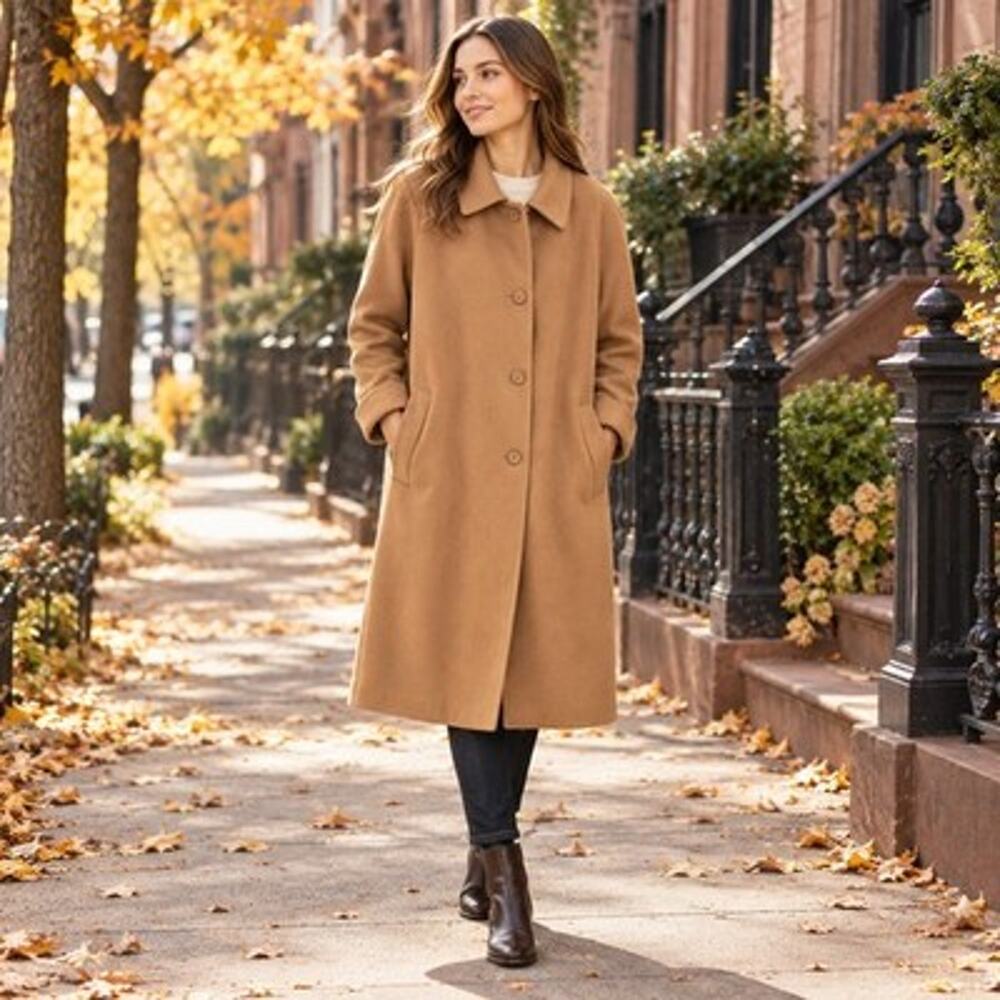 Vintage Forecaster of Boston Size 12 Wool Cashmere Long Camel Tan Coat